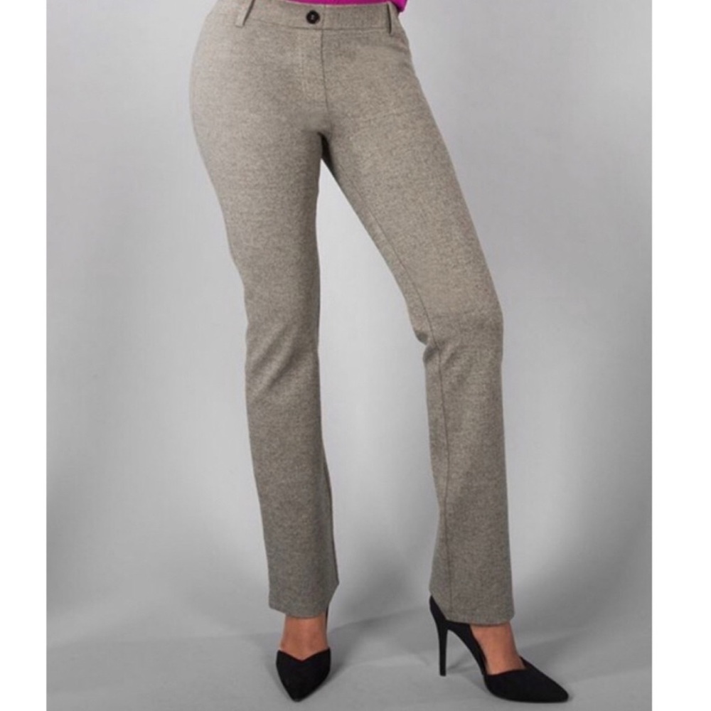 Betabrand tan herringbone straight leg tall pants